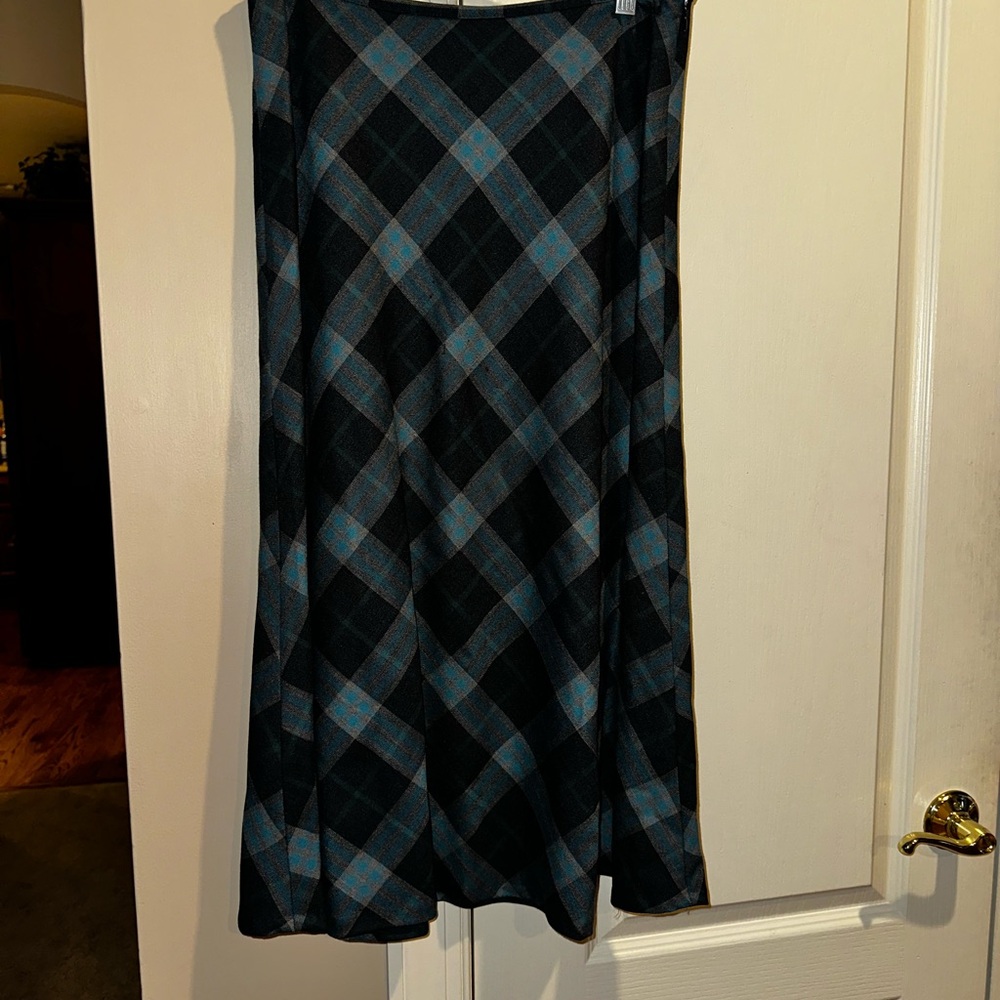 Talbots Plaid A-Line Skirt - Blue and Black